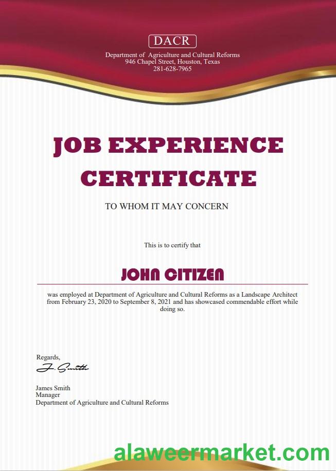 USA Job experience cert